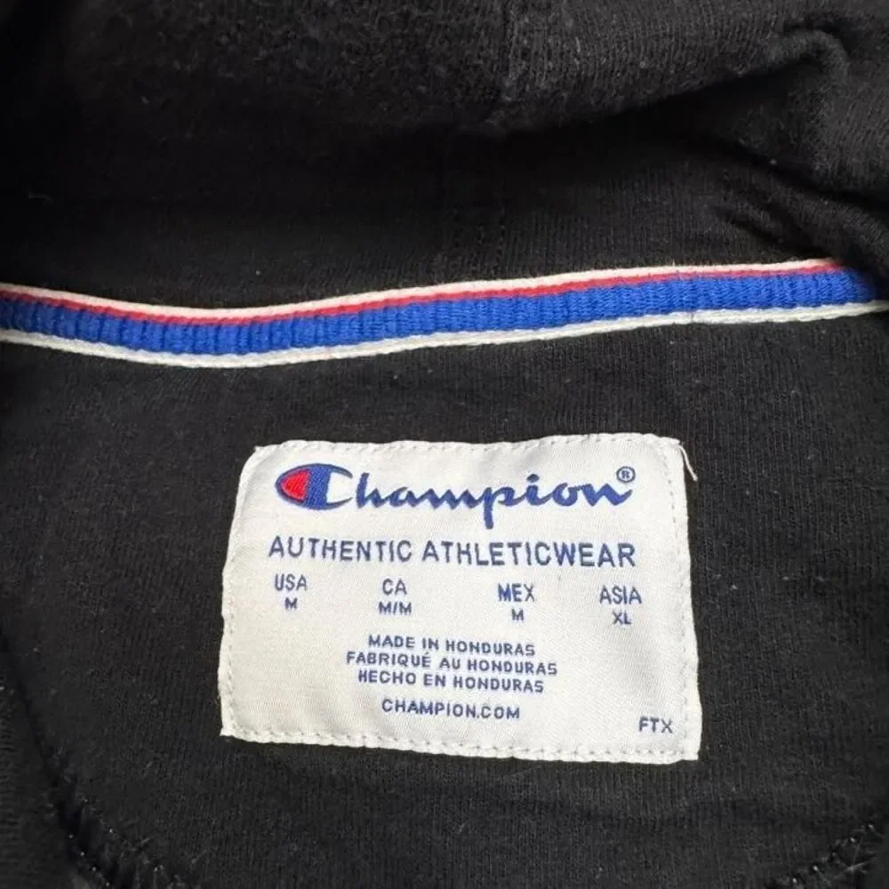 Champion Hoodie Pullover Sweatshirt Men Medium Gray Fleece Pocket Outdoor Active